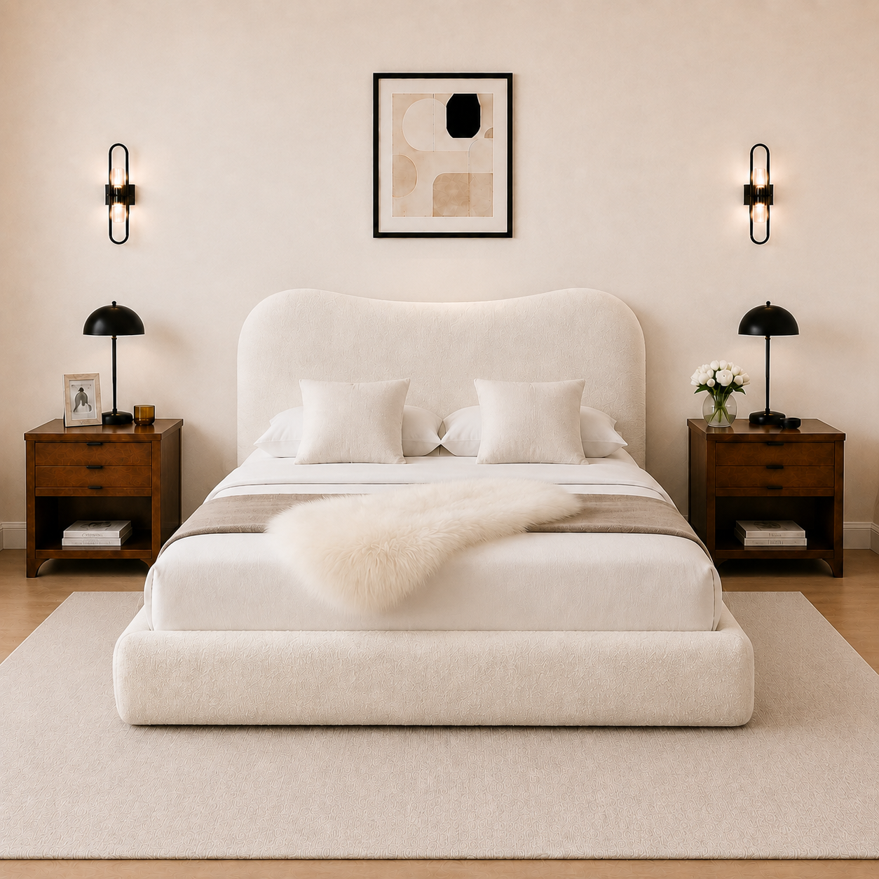 Egerie Curved Headboard Boucle Storage Bed