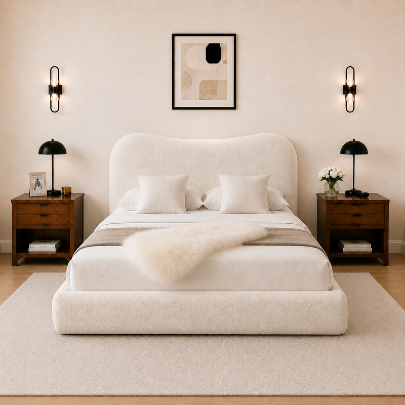 Egerie Curved Headboard Boucle Storage Bed