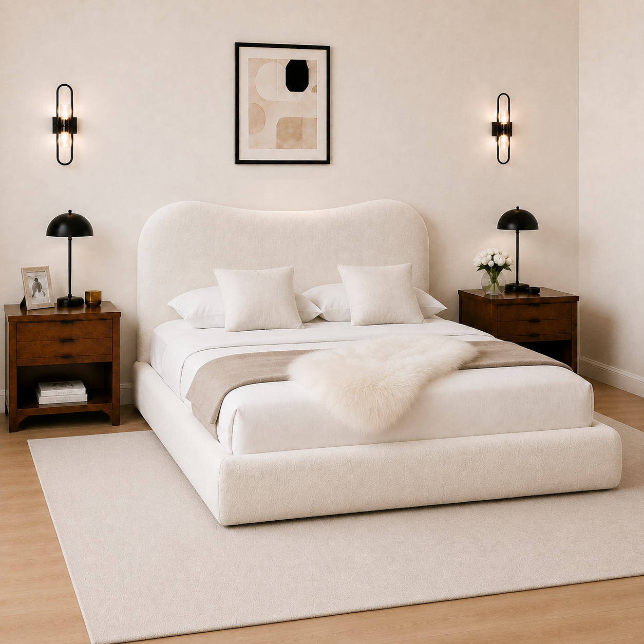 Egerie Curved Headboard Boucle Storage Bed