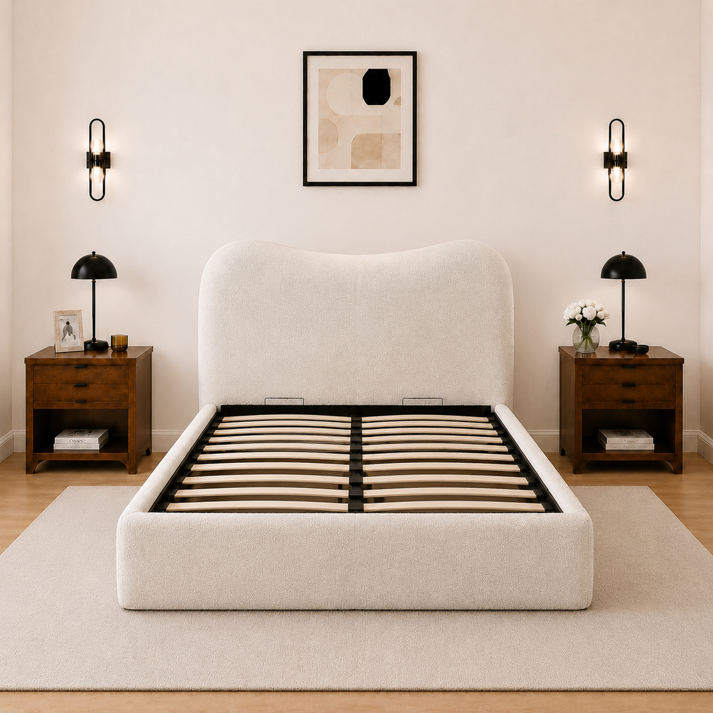 Egerie Curved Headboard Boucle Storage Bed