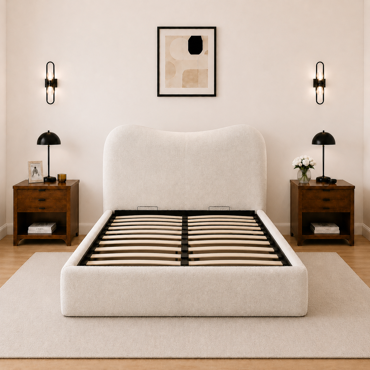 Egerie Curved Headboard Boucle Storage Bed