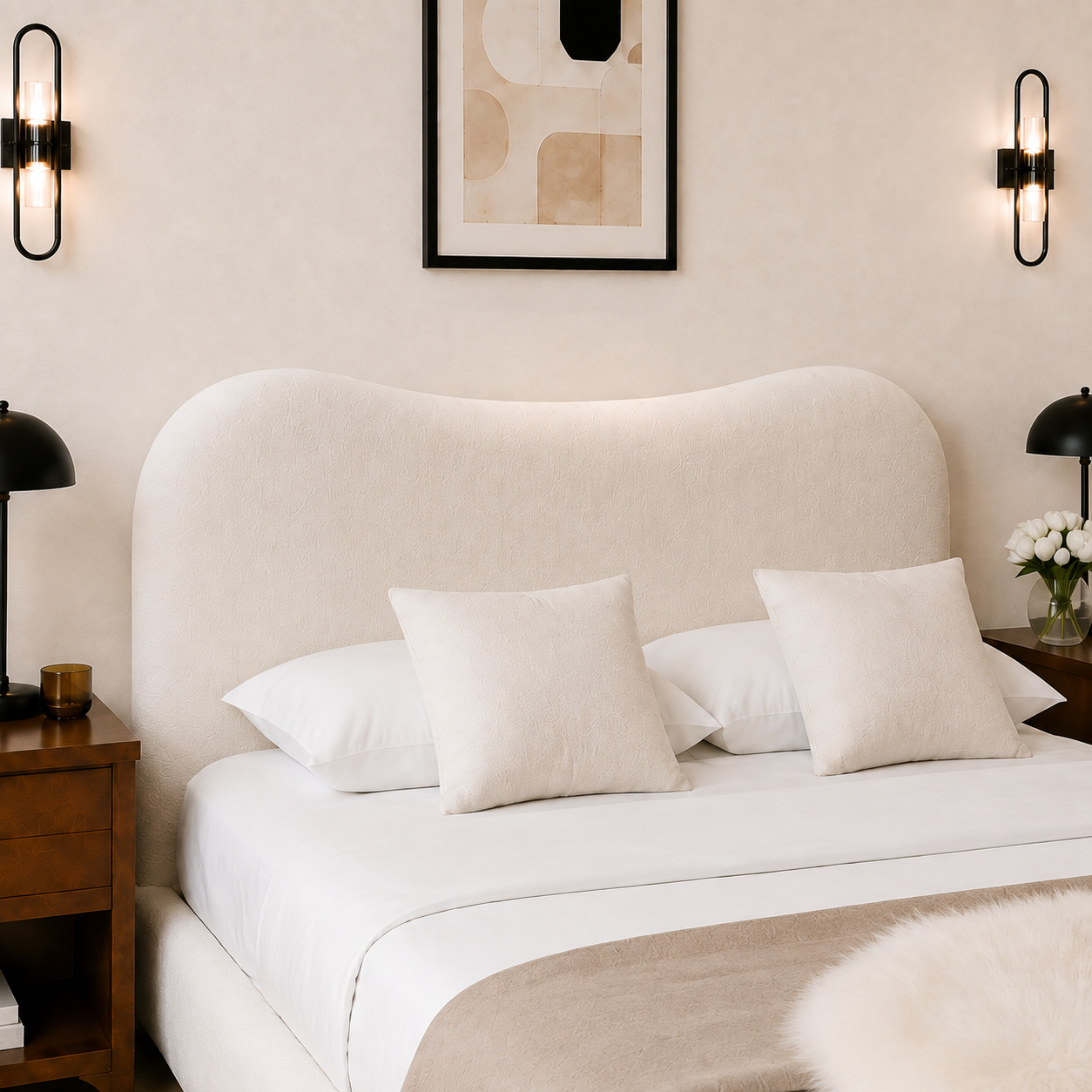 Egerie Curved Headboard Boucle Storage Bed